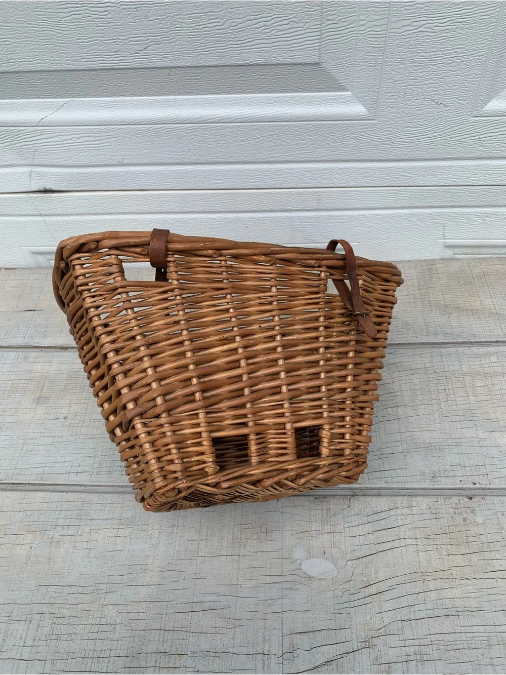 Vintage Wicker Bicycle Basket Front Handlebar Cargo Rattan Willow Boho